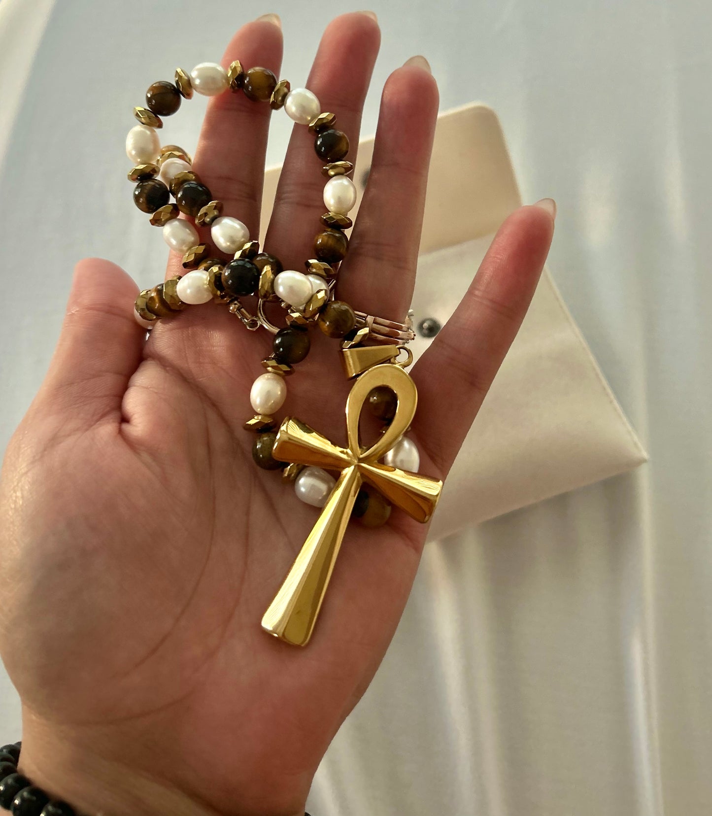 Pearl & Tigers Eye Necklace